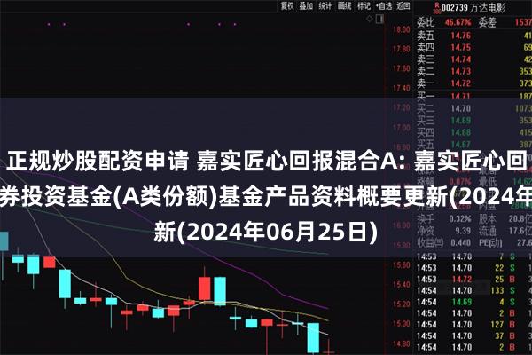 正规炒股配资申请 嘉实匠心回报混合A: 嘉实匠心回报混合型证券投资基金(A类份额)基金产品资料概要更新(2024年06月25日)