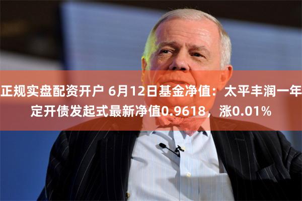 正规实盘配资开户 6月12日基金净值：太平丰润一年定开债发起式最新净值0.9618，涨0.01%
