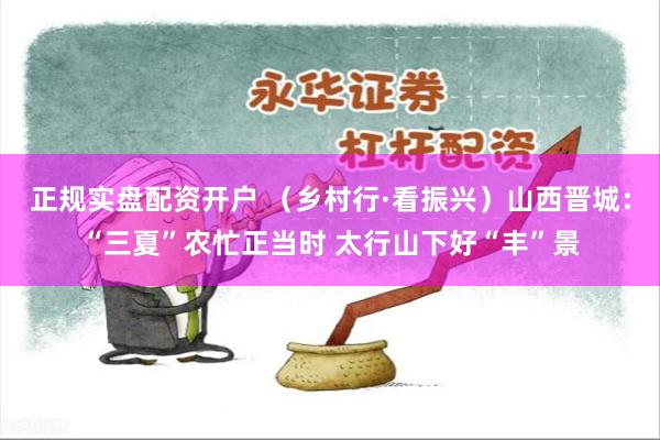 正规实盘配资开户 （乡村行·看振兴）山西晋城：“三夏”农忙正当时 太行山下好“丰”景