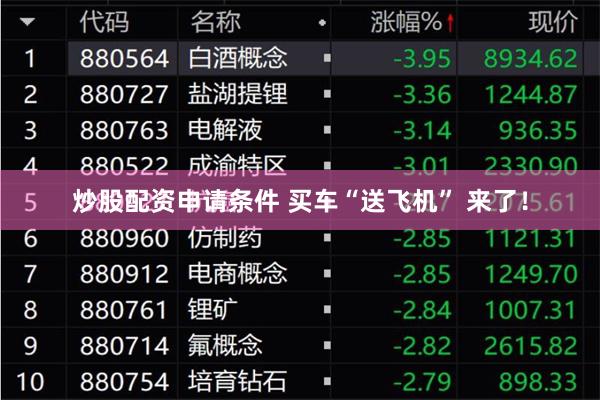 炒股配资申请条件 买车“送飞机” 来了！