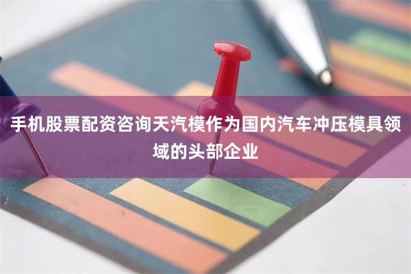 手机股票配资咨询天汽模作为国内汽车冲压模具领域的头部企业