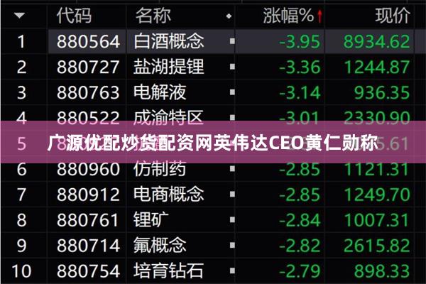 广源优配炒货配资网英伟达CEO黄仁勋称